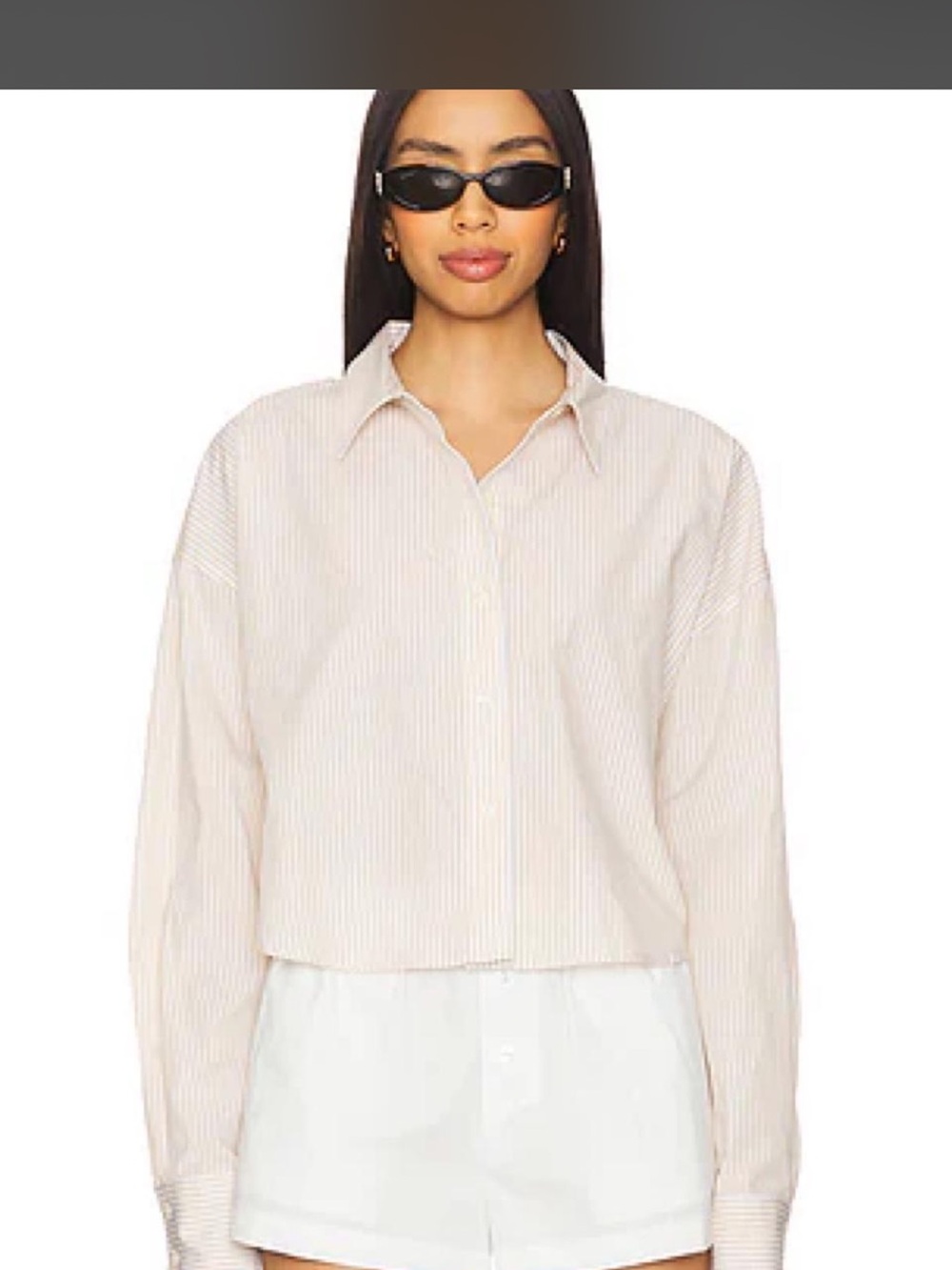 Favorite Daughter Crop Ex-Boyfriend Stripe Cotton Button Up - size small
